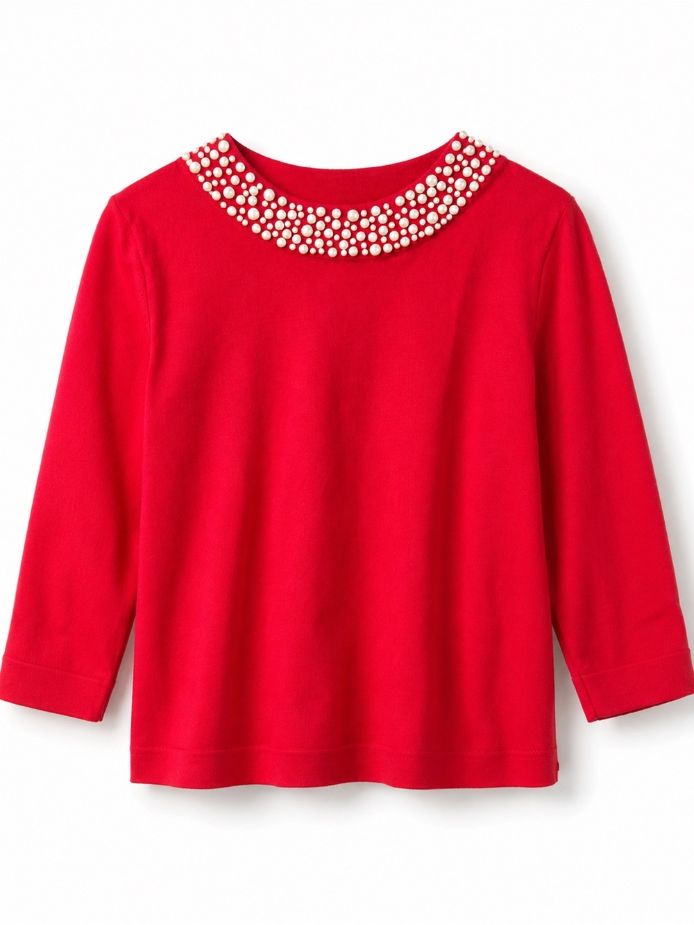 Calvin Klein Women’s Red Pearl Collar Sweater